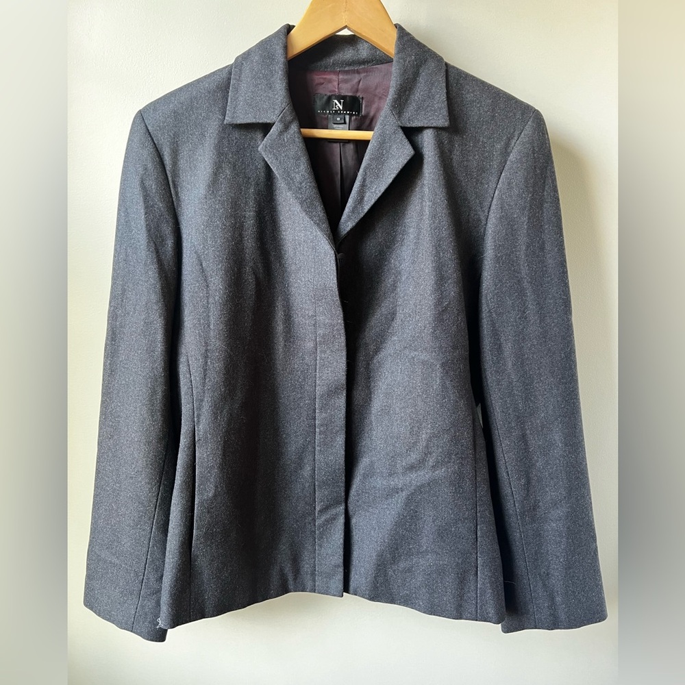 NICOLE SUMMERS Wool Jacket Career‎ Office Fall Classic Neutral Staple Gray 10